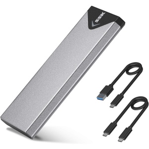 SSK Aluminum M.2 NVME/SATA SSD Enclosure Adapter, USB 3.2 Gen 2 (10 Gbps) to NGFF NVME/SATA PCI-E M-Key/B+M Key Solid State Drive, Support UASP and Trim (Fits only NVMe/SATA 2242/2260/2280)
